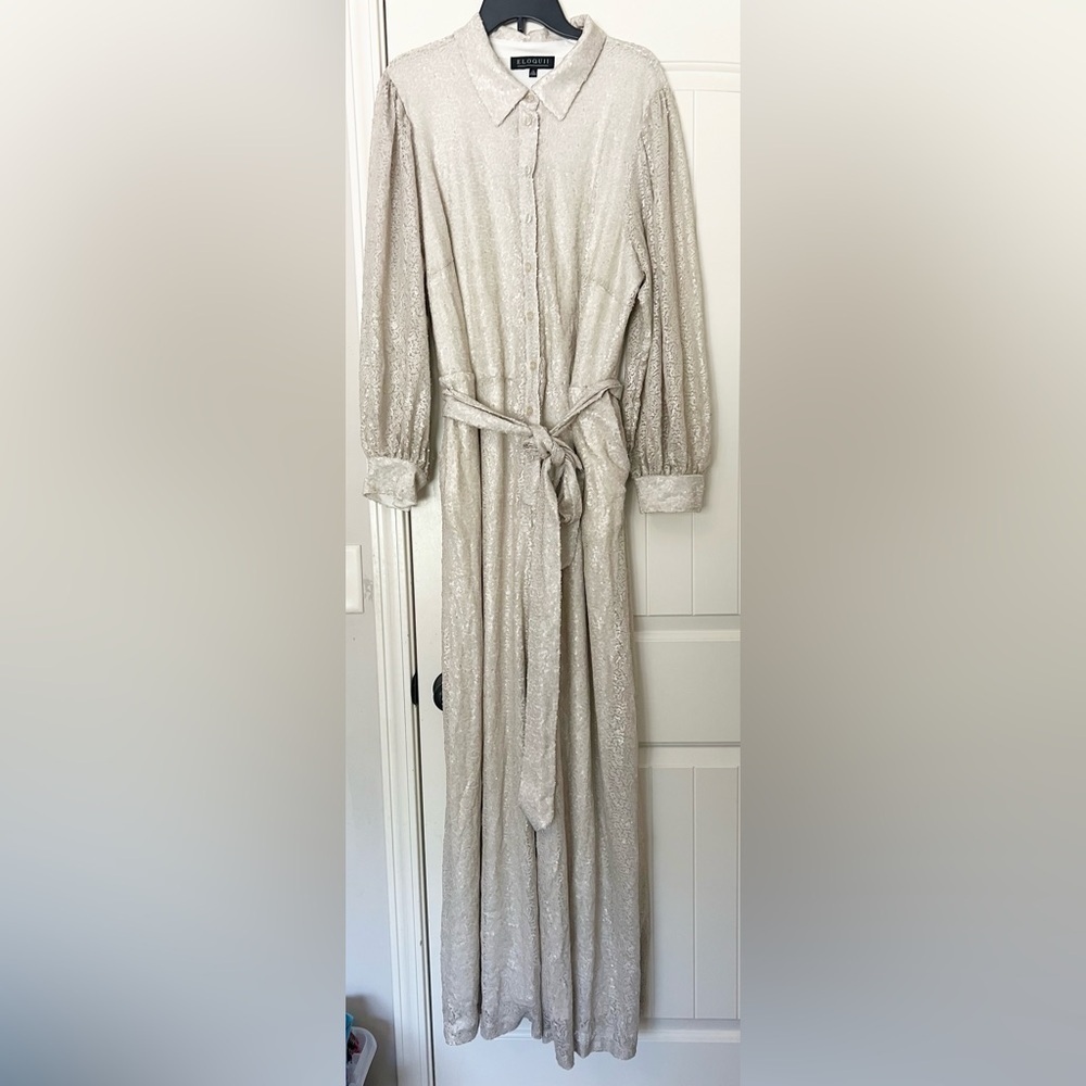 Eloquii Sequin Button Front Belted Jumpsuit - image 3